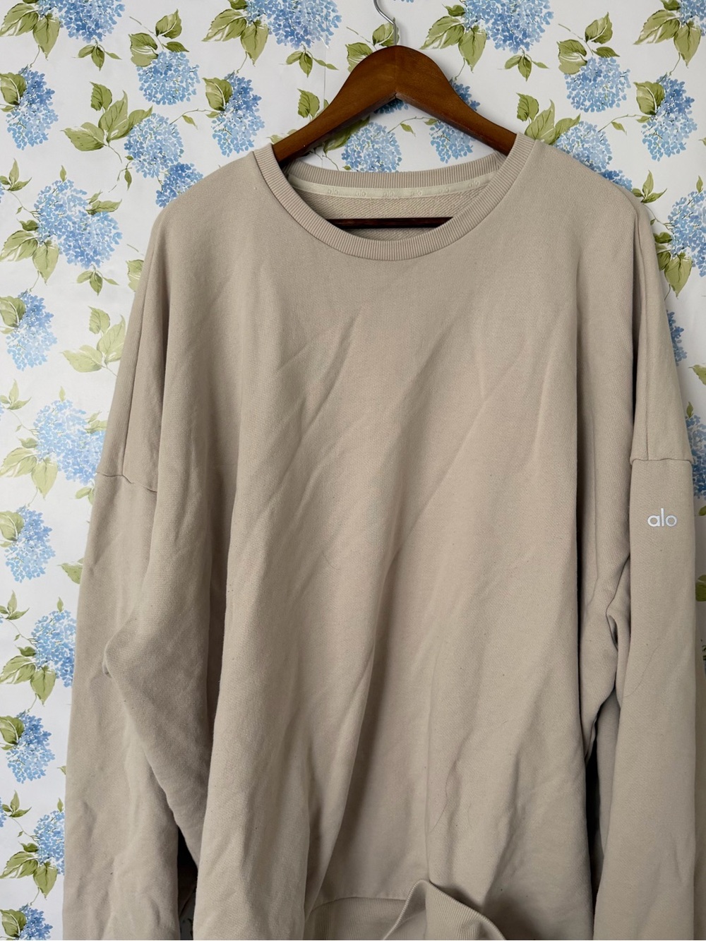 Alo Oversized Crewneck Sweatshirt in Taupe - Picture 3 of 6